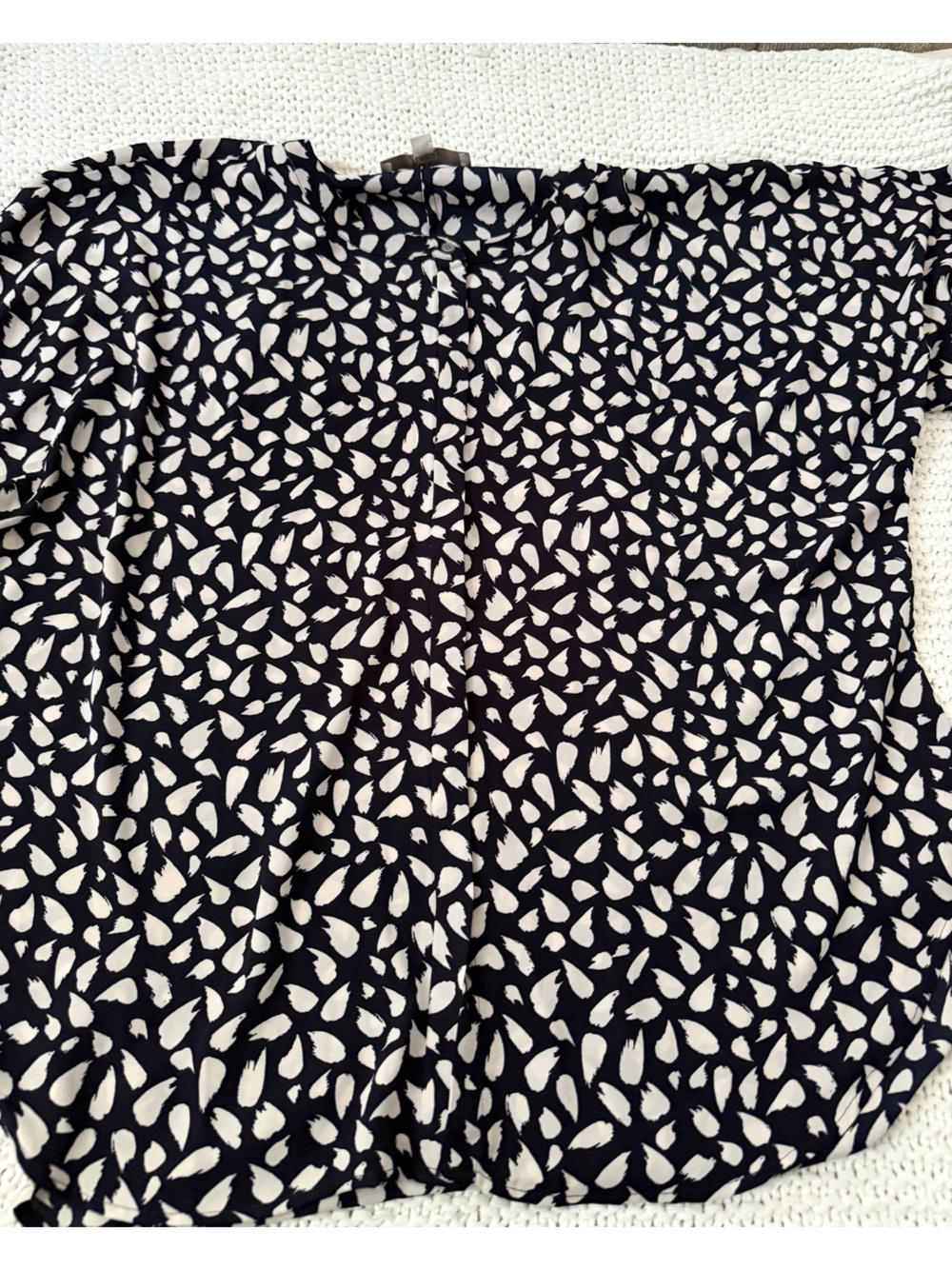 LOFT Navy and White Abstract Dot Blouse NWT